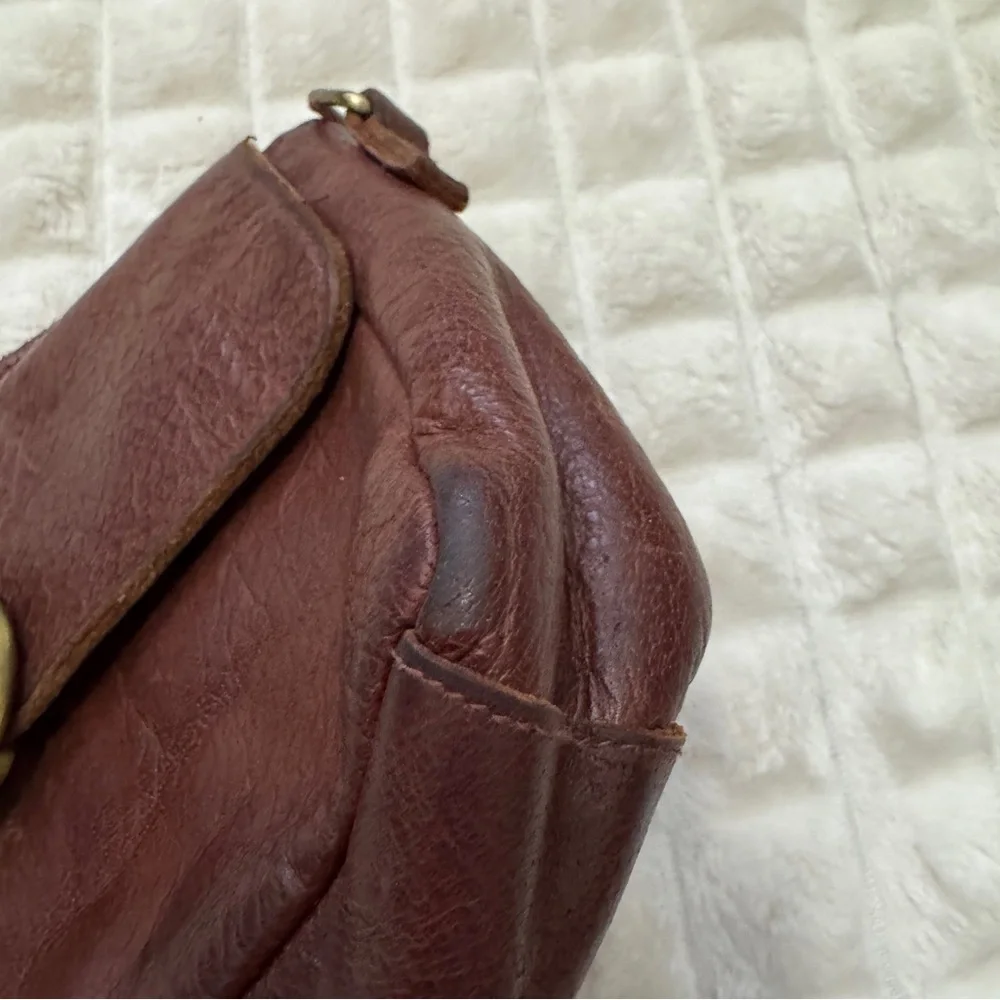 Overland Brown Leather Wristlet Clutch Bag ~‎ Western Southwestern Boho Concert